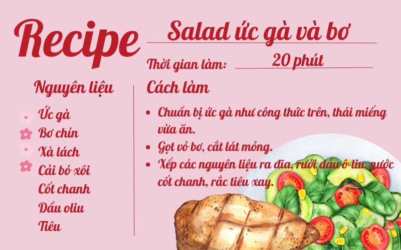 Công thức Salad ức gà và bơ