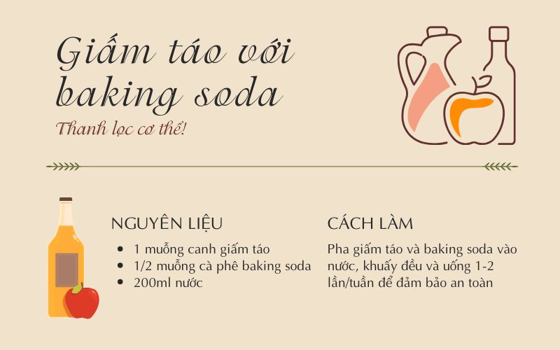 giấm táo kết hợp với baking soda