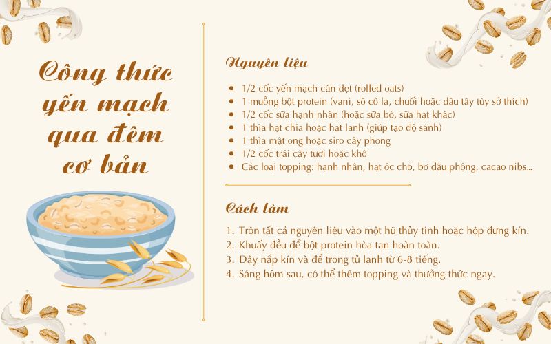 Công thức yến mạch qua đêm cơ bản, dễ làm