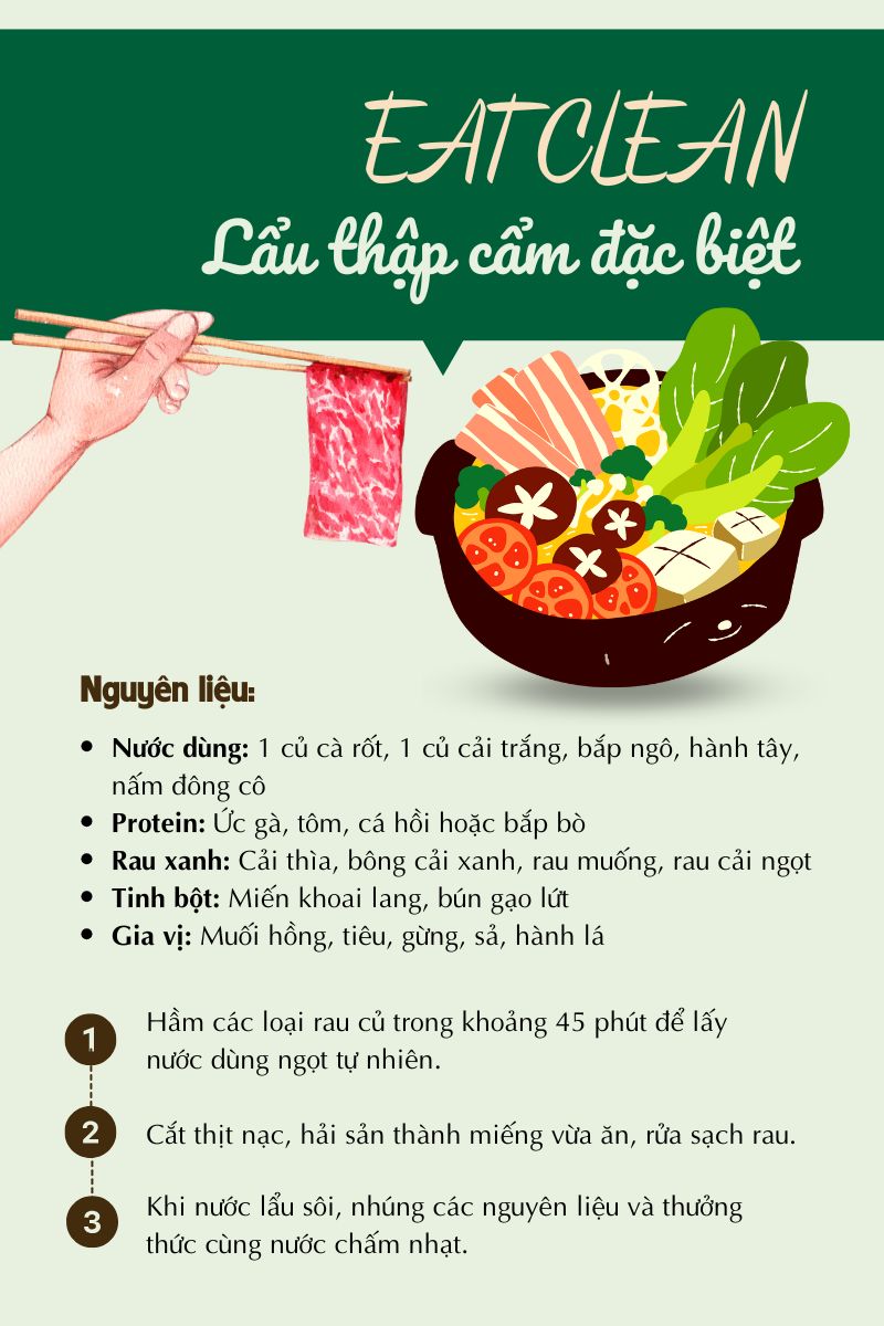 Lẩu eat clean đặc biệt – Sự kết hợp cân bằng dinh dưỡng