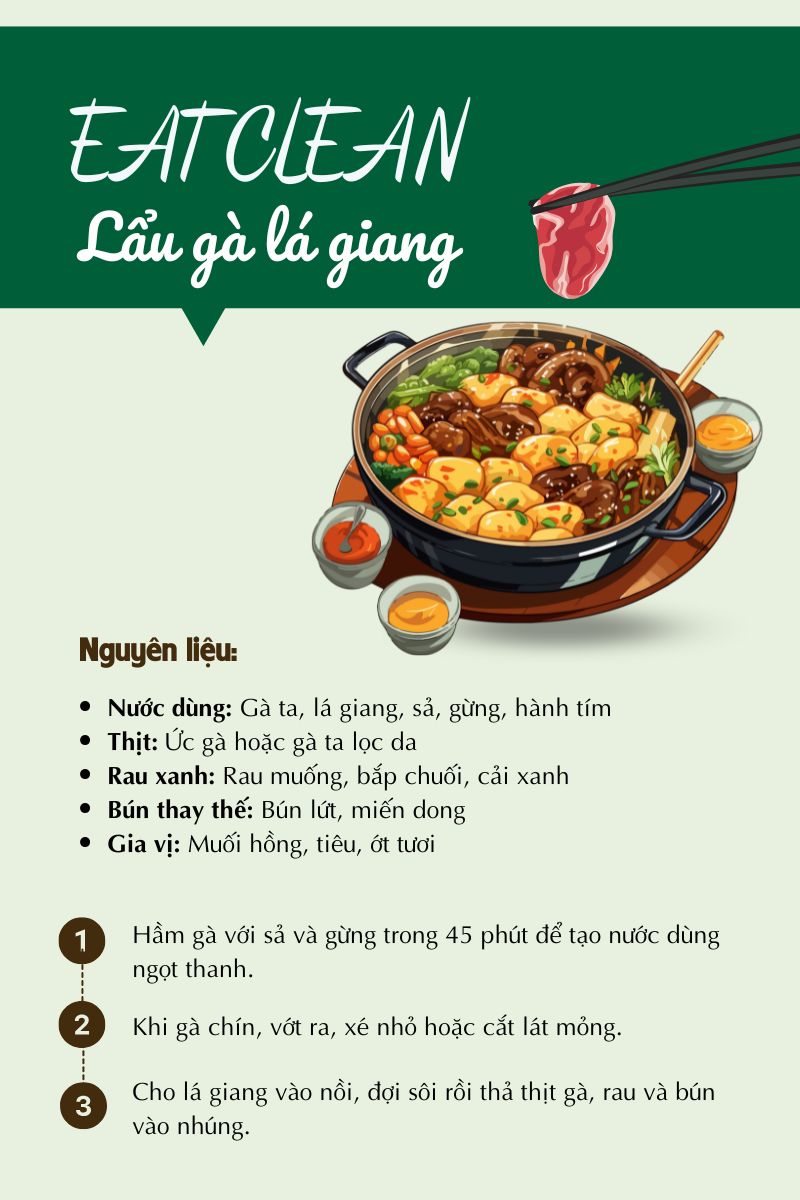 Lẩu gà lá giang eat clean – Giải nhiệt, thanh lọc cơ thể