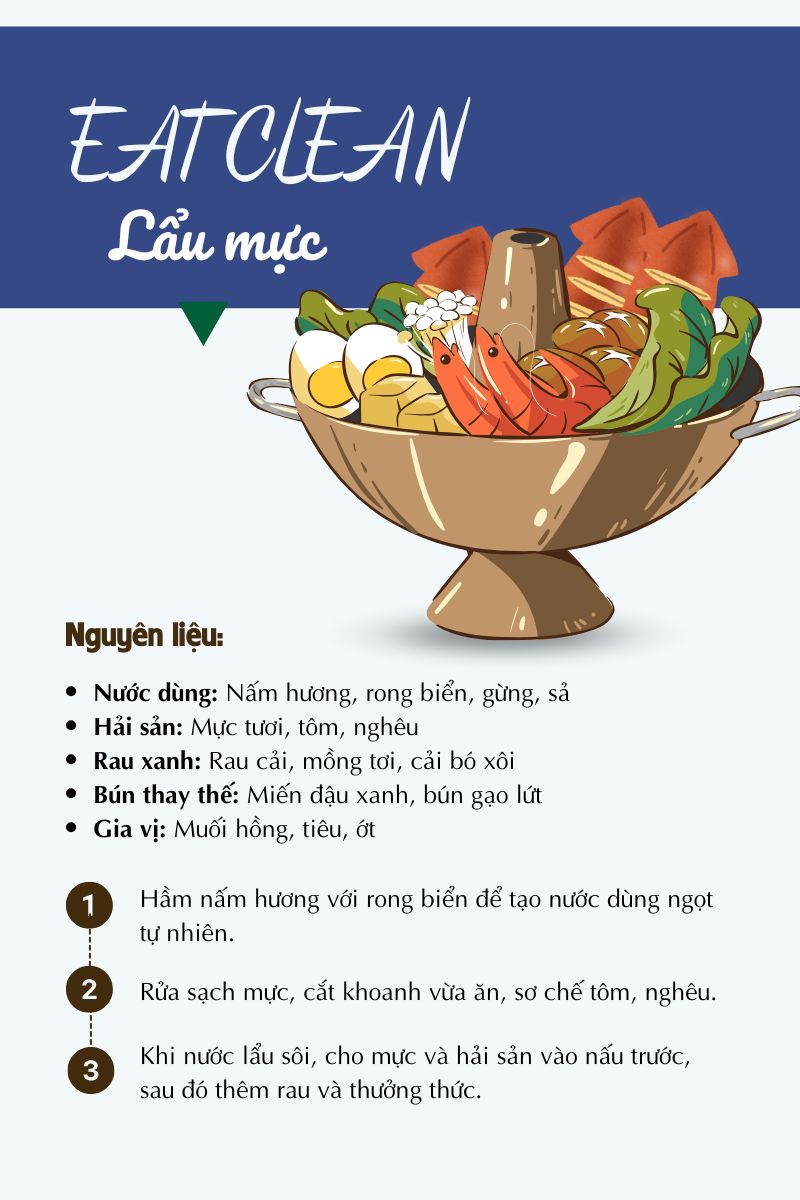 Lẩu mực eat clean – Giàu protein, ít calo