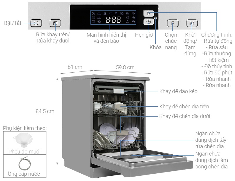 Máy rửa bát độc lập HDW-F60E